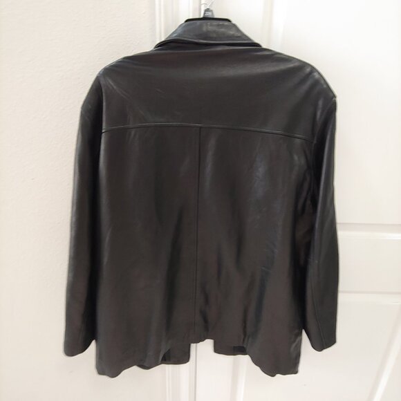 Baracuta Men’s Soft Leather Jacket Size XL Solid Black Button Up Overcoat - Picture 7 of 7
